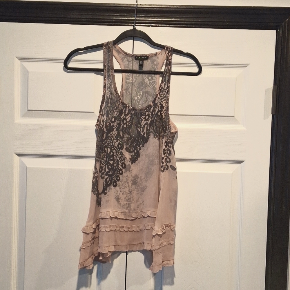 FANG Ballerina Pink and Black Raceback Sleeveless Top
